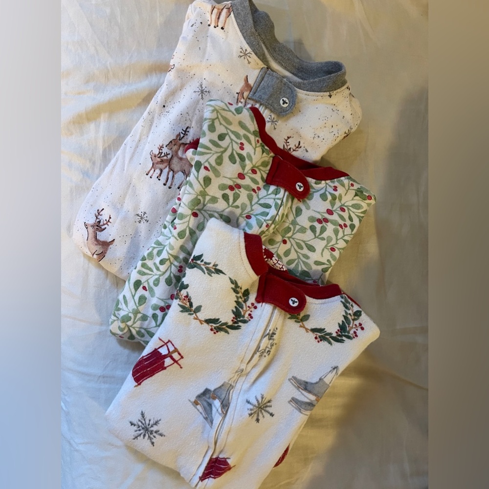 The Christmas trifecta of baby pajamas.